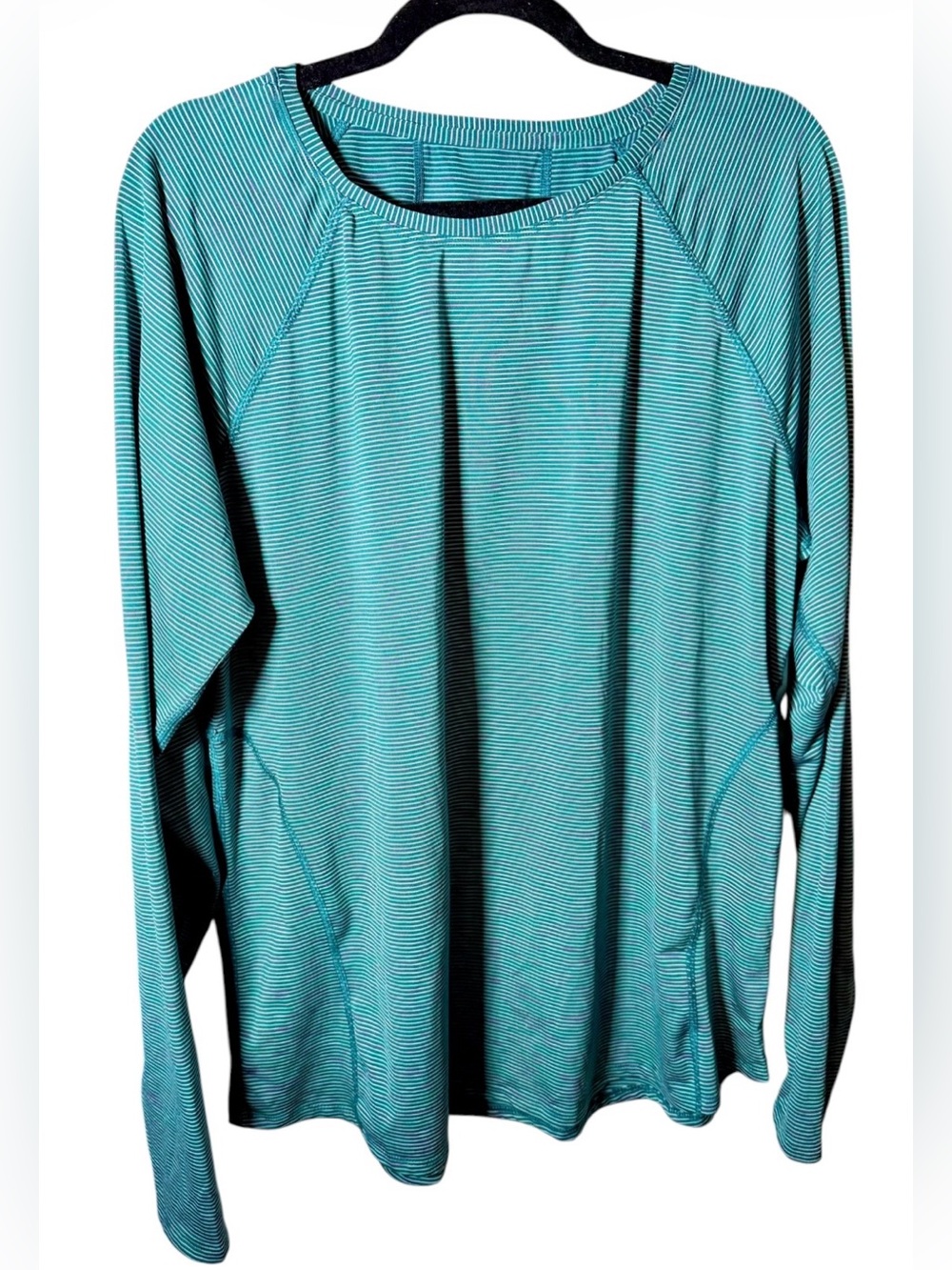 tek gear Men's Long-Sleeve Teal Striped Performance Tee